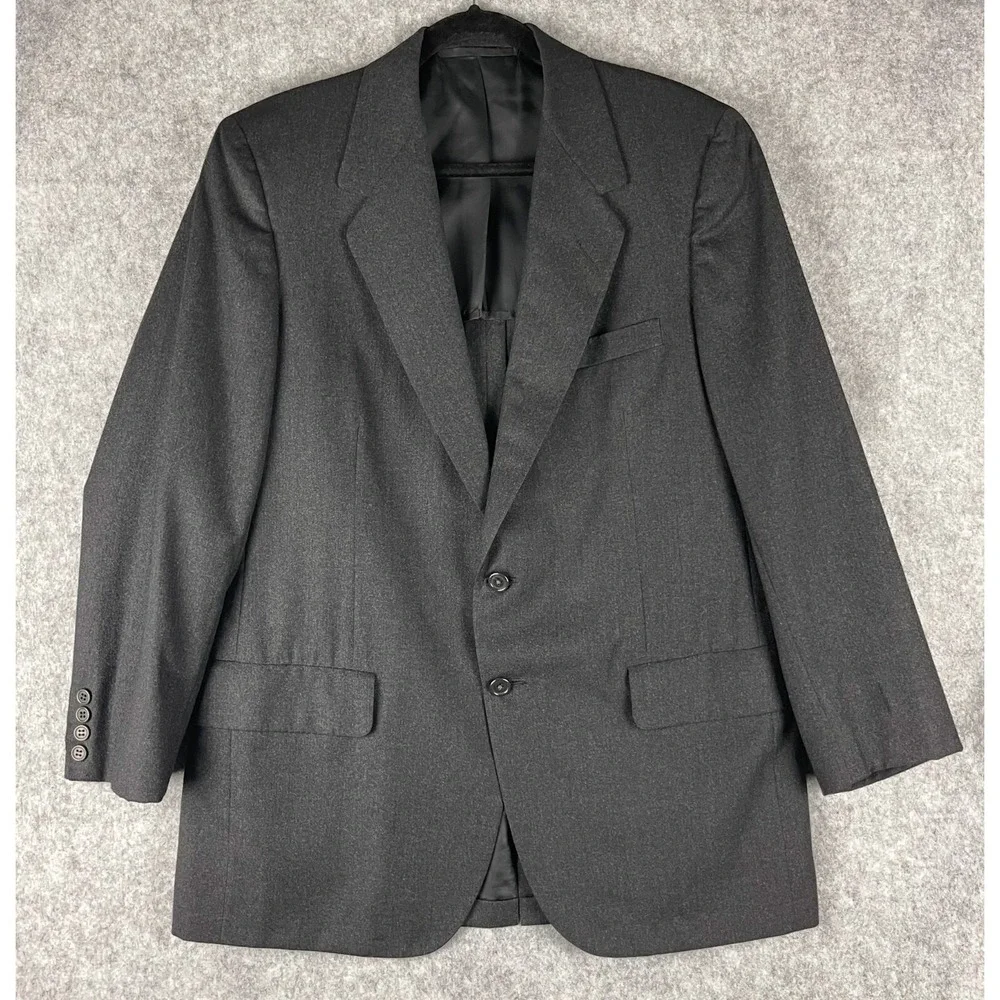 VTG Oxxford Blazer Sport Coat Men 41R Charcoal Black Fawnskin Wool 2 Button 80s